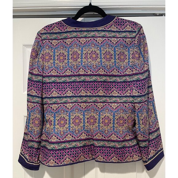 Vtg Adrianna Papell Womens Floral Silk Jacket Size 8 90s Indie Fairy Old Money - Picture 4 of 14